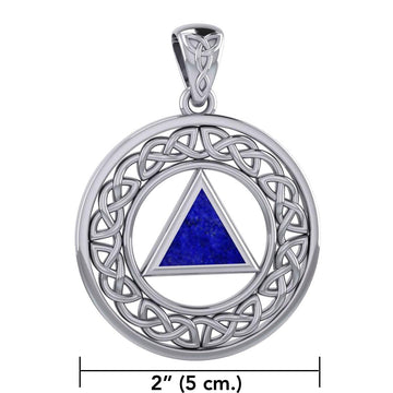 Large AA Recovery with Celtic Boarder Silver Pendant TPD6007 - Jewelry